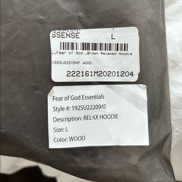 NWT Essentials Fear of God relaxed hoodie wood L - Picture 7 of 11